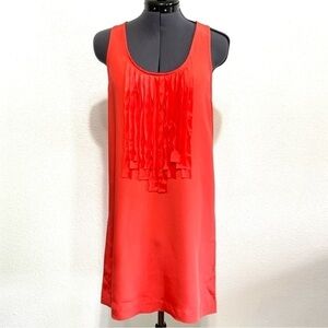 Ali Ro Woman 100% Silk Salmon Red Racerback Shift Dress Size 0